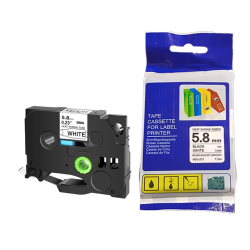 CINTA COMPATIBLE HSC-211 TUBO TERMOCONTRAIBLE FONDO BLANCO CON LETRAS NEGRAS DE 5.8MM X 1.5M