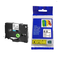 CINTA COMPATIBLE HSC-221 TUBO TERMOCONTRAIBLE FONDO BLANCO CON LETRAS NEGRAS DE 8.8MM X 1.5M