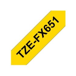 TZE-FX651 | CINTA BROTHER NEGRO SOBRE AMARILLO DE 24MM (1") ID FLEXIBLE