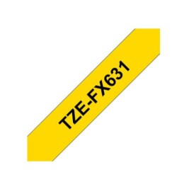 TZE-FX631 | CINTA BROTHER NEGRO SOBRE AMARILLO DE 12MM (1/2") ID FLEXIBLE