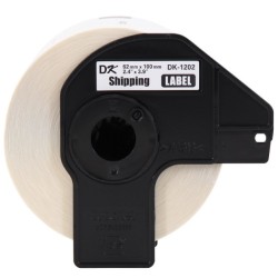 ETIQUETA BROTHER DK-1202 PRE CORTADAS 300 ETIQUETAS FONDO BLANCO LETRAS NEGRAS 62MM X 100MM