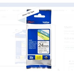 Cinta BROTHER TZE-25124MM 8M NEGRO SOBRE BLANCO 1"