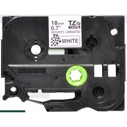 TZE-SE4 |CINTA BROTHER  DE SEGURIDAD FONDO BLANCO CON LETRAS NEGRAS  DE 18MM X 8M