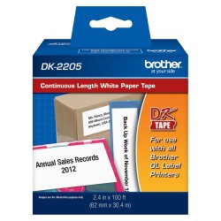 ETIQUETA BROTHER DK-2205 ROLLO CONTINUO FONDO BLANCO...