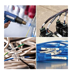 CINTA COMPATIBLE HSC-251 TUBO TERMOCONTRAIBLE FONDO BLANCO CON LETRAS NEGRAS DE 23.6MM X 1.5M