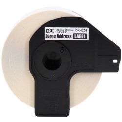 ETIQUETAS BROTHER DK-1208 PRE CORTADAS 400 ETIQUETAS FONDO BLANCO LETRA NEGRA 38MM X 90.3MM