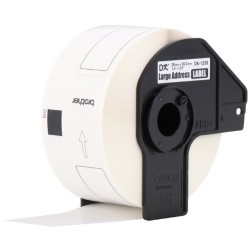 ETIQUETAS BROTHER DK-1208 PRE CORTADAS 400 ETIQUETAS FONDO BLANCO LETRA NEGRA 38MM X 90.3MM