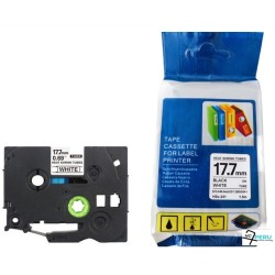 CINTA COMPATIBLE HSC-241 TUBO TERMOCONTRAIBLE FONDO BLANCO CON LETRAS NEGRAS DE 17.7MM X 1.5M