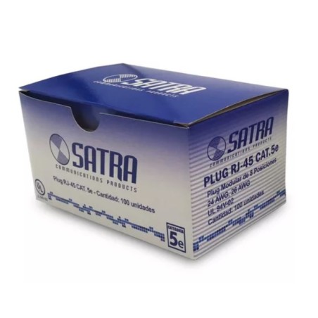 101040001 CONECTOR PLUG SATRA RJ45 CAT5e X CAJA DE 100 UNIDADES