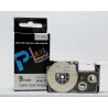 CINTA COMPATIBLE CASIO PT-9WE  FONDO BLANCO LETRAS NEGRAS 9MM X 8M