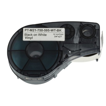 CINTA VINILO COMPATIBLE PT-M21-750-595 WT NEGRO SOBRE BLANCO 19.1MM X 6.4  M210, BMP21PLUS