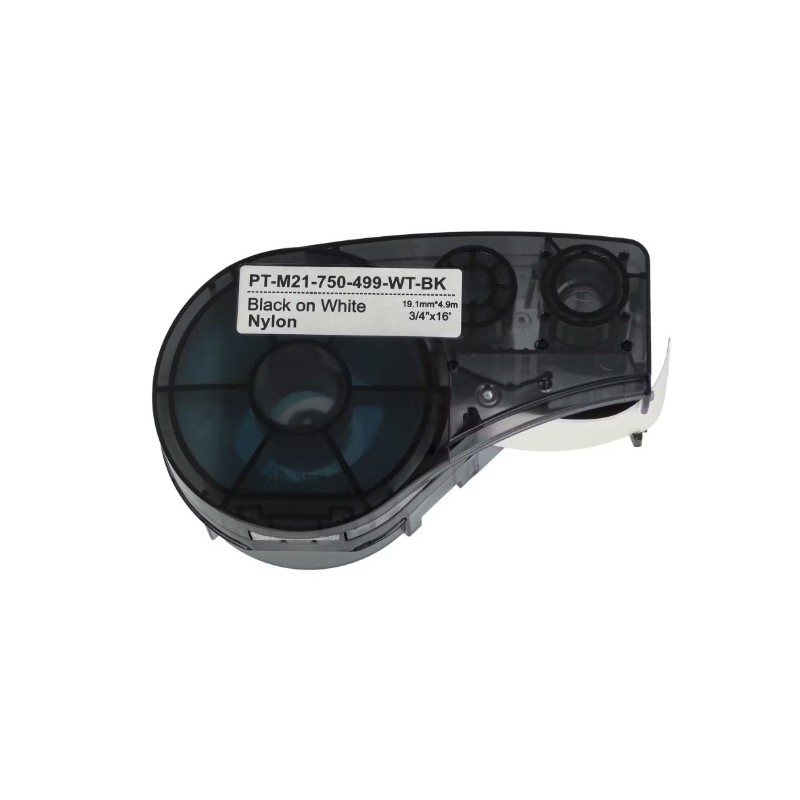 CINTA NYLON COMPATIBLE PT-M21-750-499 NEGRO SOBRE BLANCO 19.1MM X 4.9M