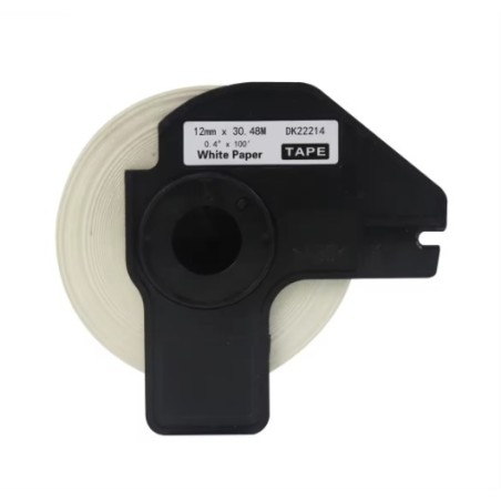 ETIQUETA COMPATIBLE DK-22214 CONTINUO FONDO BLANCO LETRA NEGRA 12MM X 30.4M