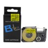 CINTA COMPATIBLE XR18YW CASIO FONDO AMARILLO LETRA NEGRA DE 18MM X 8M