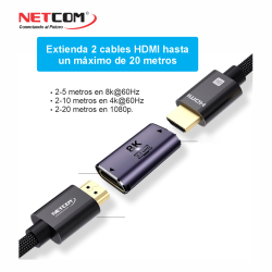 ACOPLE EMPALME NETCOM HDMI V2.1