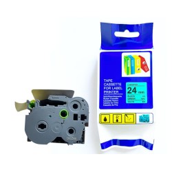 CINTA COMPATIBLE TZC-S751 SUPER ADHESIVAS DE FONDO VERDE CON LETRAS NEGRAS DE 24MM POR 8 METROS