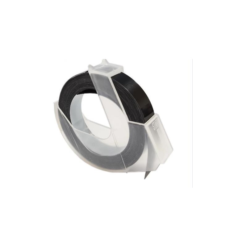 CINTA PARA ROTULADORA MANUAL DE 9MM X 3M DE PLASTICO COLOR NEGRO