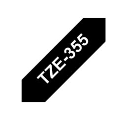 TZE-355 | CINTA PARA ROTULADOR BROTHER BLANCO SOBRE NEGRO 24MM (1")