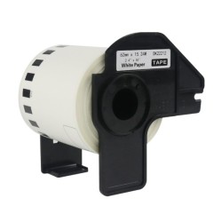 Rollo etiquetas continuo film DK22212
Ancho: 62mm Longitud: 15.24mm
Color: Negro sobre blanco