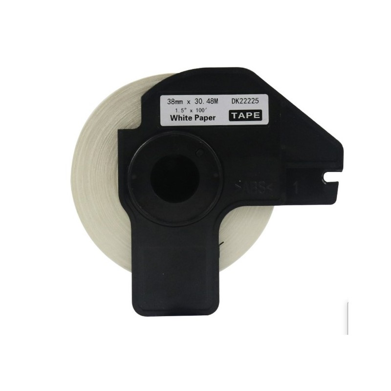 ETIQUETA COMPATIBLE DK-22225 ROLLO CONTINUO FONDO BLANCO LETRA NEGRA 38MM X 30.48M