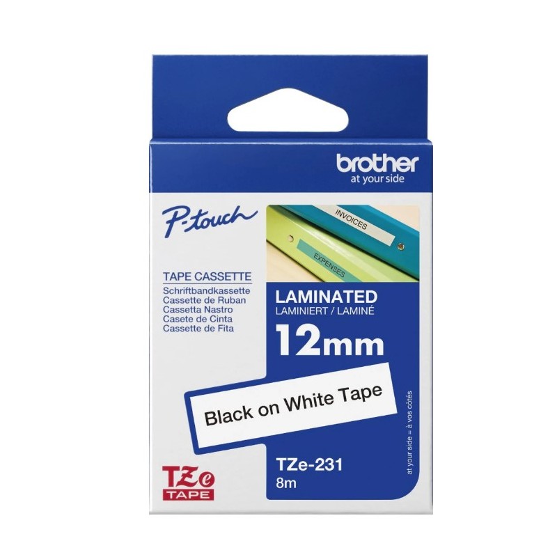 CINTA BROTHER TZE231 DE 12MM BLANCO PARA ROTULADORA