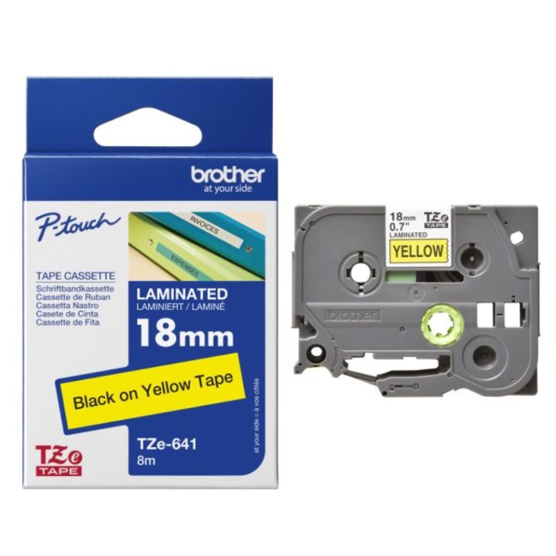 CINTA BROTHER TZE641 LAMINADO DE 18MM AMARILLO