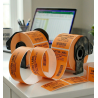 ETIQUETA COMPATIBLE DK-22205 ETIQUETAS CONTINUA FONDO NARANJA LETRA NEGRA 62MM X 30.40M