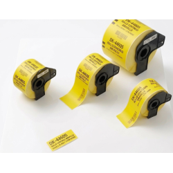 ETIQUETA COMPATIBLE DK-44605 ETIQUETAS CONTINUA FONDO AMARILLO LETRAS NEGRAS 62MM X 30.4M