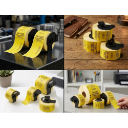 ETIQUETA COMPATIBLE DK-44605 ETIQUETAS CONTINUA FONDO AMARILLO LETRAS NEGRAS 62MM X 30.4M