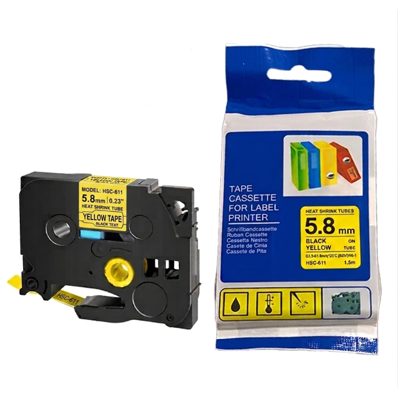 ETIQUETA TERMOCONTRAIBLE AMARILLO HSC611 DE 5.8MM PARA ROTULADORA