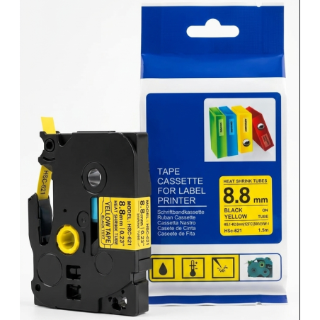 ETIQUETA TERMOCONTRAIBLE AMARILLO HSC621 DE 8.8MM X 1.5M PARA ROTULADORA