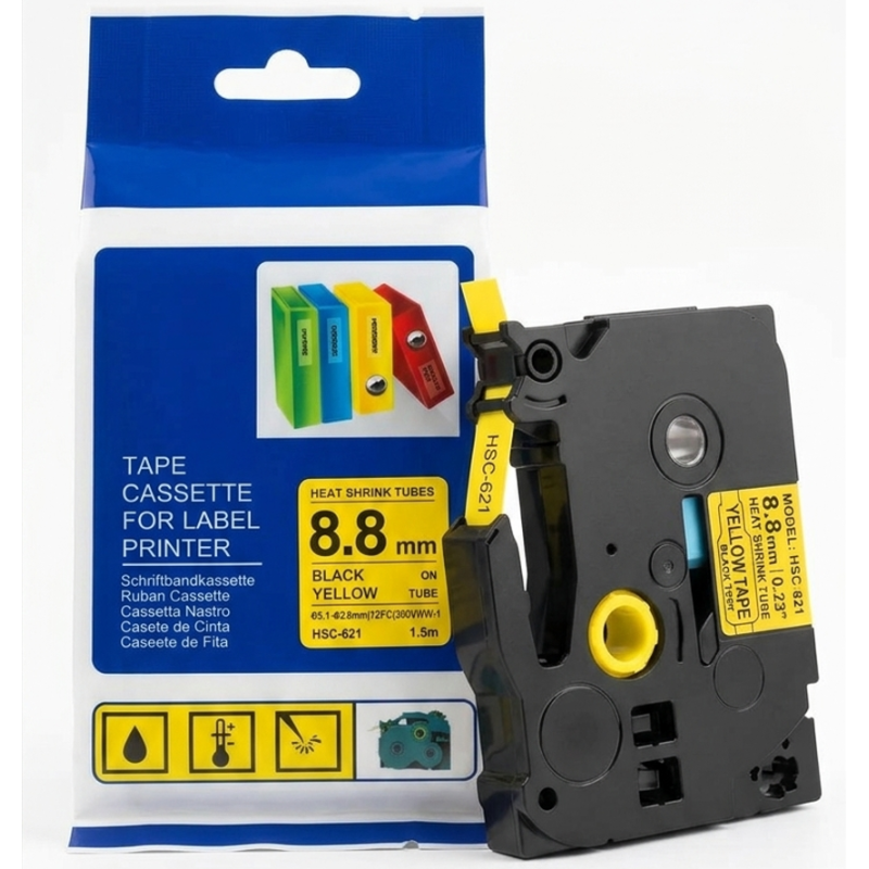 ETIQUETA TERMOCONTRAIBLE AMARILLO HSC621 DE 8.8MM PARA ROTULADORA