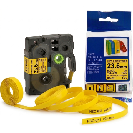 ETIQUETA TERMOCONTRAIBLE AMARILLO HSC651 DE 23.6MM PARA ROTULADORA