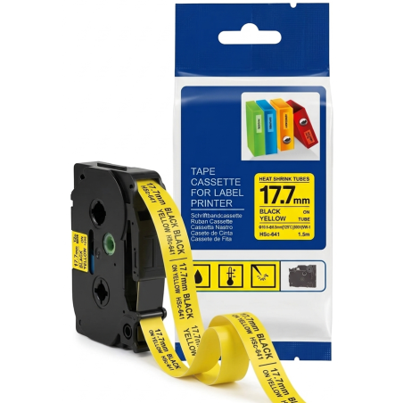 ETIQUETA TERMOCONTRAIBLE AMARILLO HSC641 DE 17.7MM PARA ROTULADORA