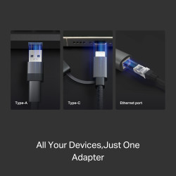 TP-LINK UE310C ADAPTADOR USB-C/USB-A a GIGABIT ETHERNET