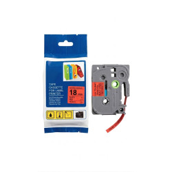 CINTA COMPATIBLE TZCS441 DE 18MM X 8M FONDO ROJO LETRAS NEGRAS