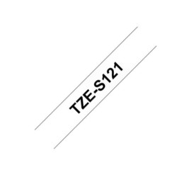 TZE-S121 | CINTA BROTHER NEGRO SOBRE TRANSPARENTE DE  9MM (3/8") CON ADHESIVO INDUSTRIAL