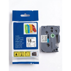 CINTA COMPATIBLE TZc-FX241 FONDO BLANCO CON LETRAS NEGRAS DE 18MM X 8M ID FLEXIBLE