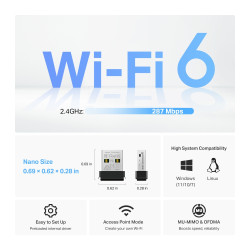 ARCHER TX1U NANO AX300 Wi-Fi 6 WIRELESS USB ADAPTADOR