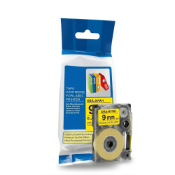 CINTA COMPATIBLE CASIO XRA-9YW1 FONDO AMARILLO CON LETRAS NEGRAS 9MM X8M