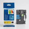 CINTA COMPATIBLE TZc-S541 SUPER ADHESIVA DE FONDO AZUL CON LETRAS NEGRAS DE 18MM X 8M