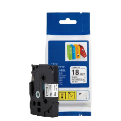 CINTA COMPATIBLE DE SEGURIDAD TZc-SE4 DE FONDO BLANCO CON LETRAS NEGRAS 18MM X 8M