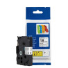 CINTA COMPATIBLE DE SEGURIDAD TZc-SE4 DE FONDO BLANCO CON LETRAS NEGRAS 18MM X 8M