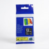 CINTA COMPATIBLE TZC-S335 SUPER ADHESIVA FONDO NEGRO CON LETRAS BLANCAS DE 12MM X 8M