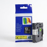 CINTA COMPATIBLE TZC-S335 SUPER ADHESIVA FONDO NEGRO CON LETRAS BLANCAS DE 12MM X 8M