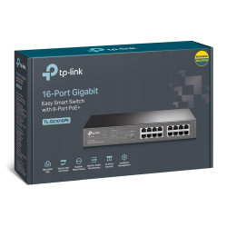 TL-SG1016PE SWITCH TP-LINK INTELIGENTE EASY DE 16 PUERTOS GIGABIT CON 8 PUERTOS PoE+