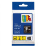 CINTA COMPATIBLE TZC-345 SUPER ADHESIVAS DE FONDO NEGRO CON LETRAS BLANCO 18MM X 8M