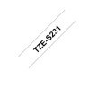 TZE-S231 | CINTA BROTHER NEGRO SOBRE BLANCO 12MM (1/2") CON ADHESIVO INDUSTRIAL