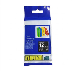 CINTA COMPATIBLE TZc-335 LAMINADA FONDO NEGRO CON LETRAS...