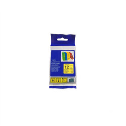 TZc-631 CINTA COMPATIBLE PARA ROTULADORA  ADHESIVAS DE FONDO AMARILLO CON LETRAS NEGRAS 12MM X 8M